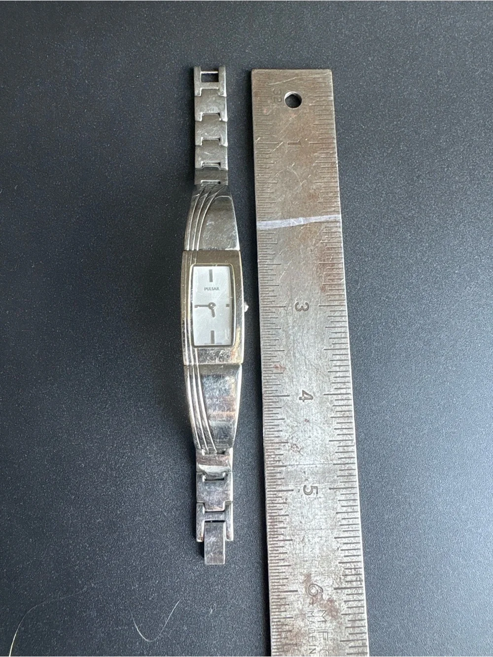 Pulsar Slim Silver Bangle Watch measurements shown non running